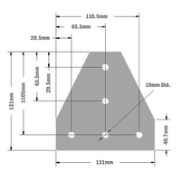 41-170-0 MODULAR SOLUTIONS TIE PLATE 135MM X 135MM X 6MM<BR>T SHAPE ANGLED INSIDES, HARDWARE NOT INCLUDED